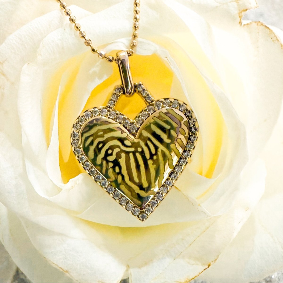 18k Gold Filled Heart Pendant With Cubic Zirconia Around – Keepsake Journey - Handmade Memorial Keepsake for occasion – material – style - Personalized Gift Idea - Custom Engraving -