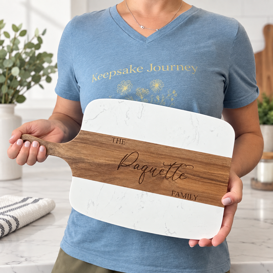 Personalized Marble & Acacia Serving Board 5 Piece Set