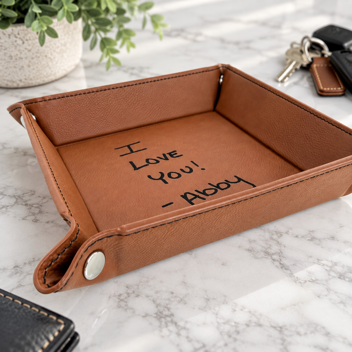 Actual Handwriting Engraved Valet Tray – Personalized Catch All Tray