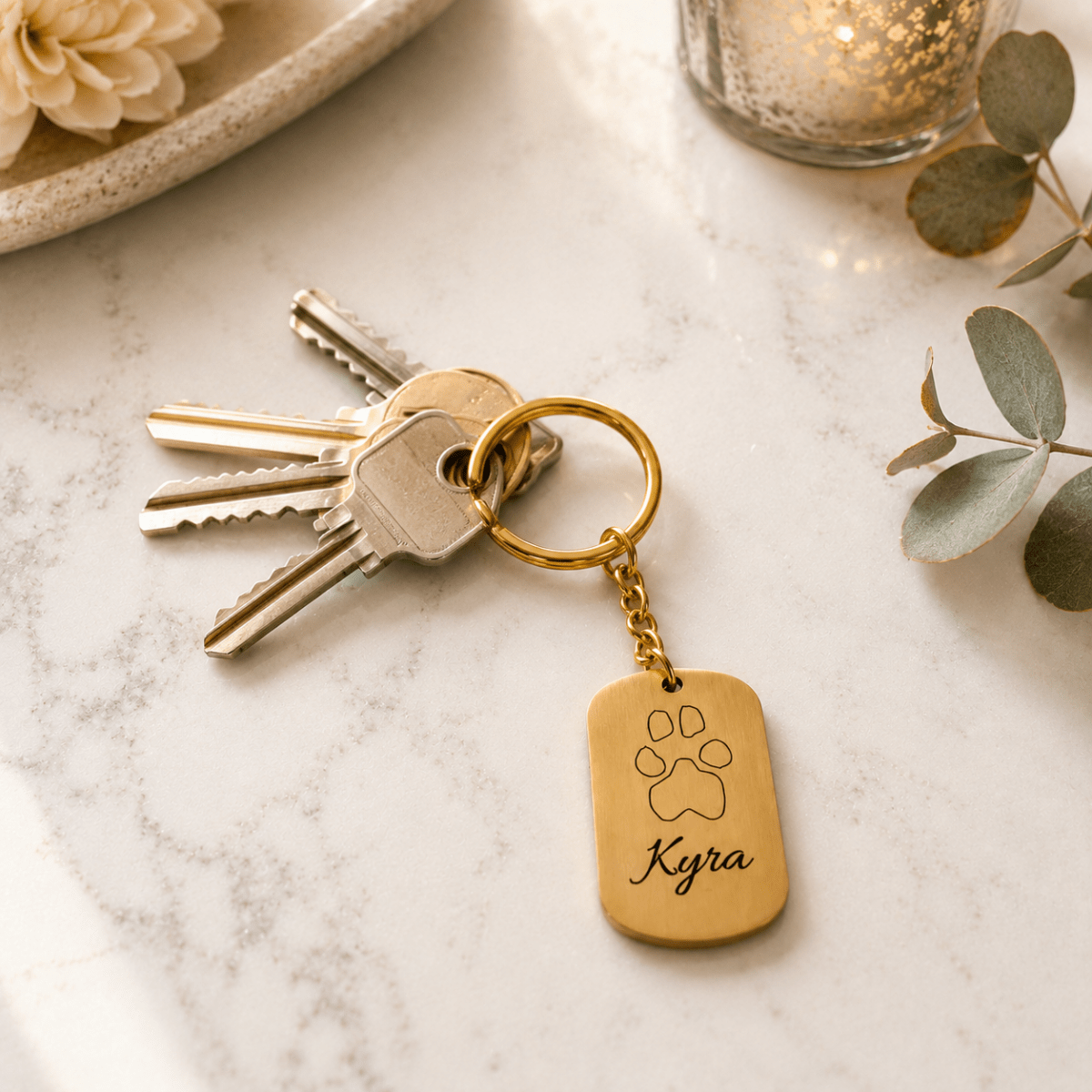Personalized Dog Paw Keychain