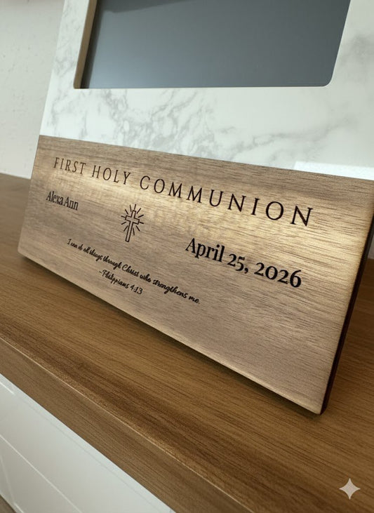 First Communion Gift Personalized Frame | Confirmation Gift | Engraved Religious Picture Frame – Keepsake Journey - Handmade for occasion – material – style - Personalized Gift Idea - Custom Engraving -