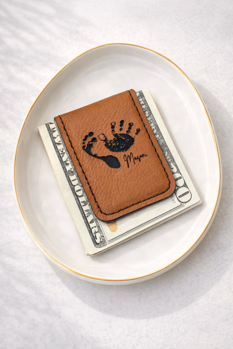 Personalized Leatherette Memorial Money Clip – Keepsake Journey - Handmade Memorial Keepsake for occasion – material – style - Personalized Gift Idea - Custom Engraving -