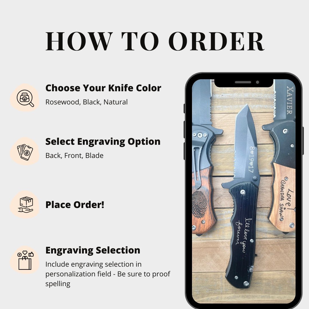 Personalized Pocket Knife for Men Engraving Knife for Boyfriend Engrave Pocket Knife Engraving Gift for Boyfriend Personalize Gift Handcraft – Keepsake Journey - Handmade for occasion – material – style - Personalized Gift Idea - Custom Engraving -
