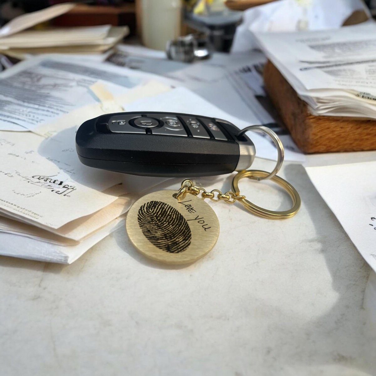 Personalized Thumbprint Memorial Circle Keychain – Custom Grief Gift | Memorial Jewelry Keepsake – Keepsake Journey - Handmade for occasion – material – style - Personalized Gift Idea - Custom Engraving -