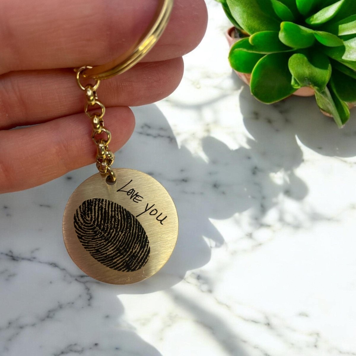 Personalized Thumbprint Memorial Circle Keychain – Custom Grief Gift | Memorial Jewelry Keepsake – Keepsake Journey - Handmade for occasion – material – style - Personalized Gift Idea - Custom Engraving -