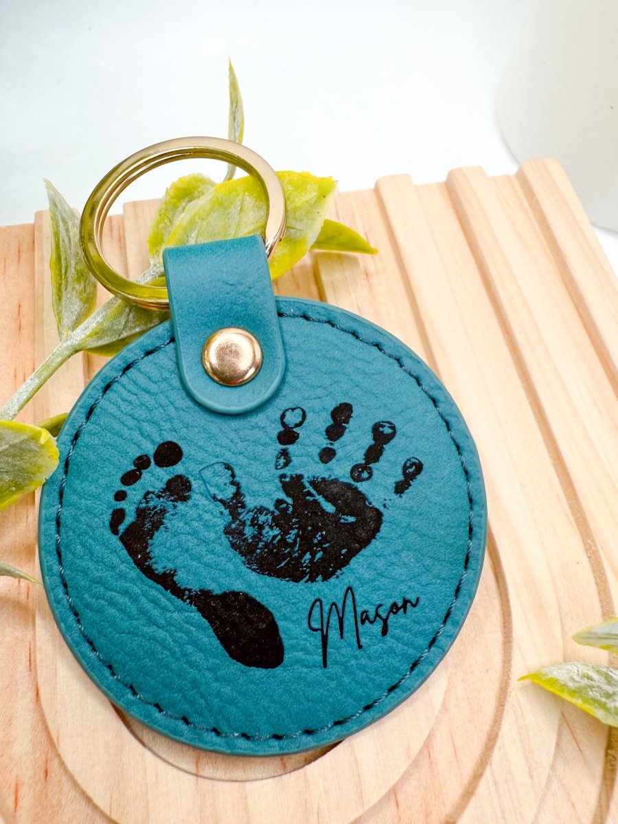 Round Leatherette Memorial Keychain – Keepsake Journey - Handmade Memorial Keepsake for occasion – material – style - Personalized Gift Idea - Custom Engraving -