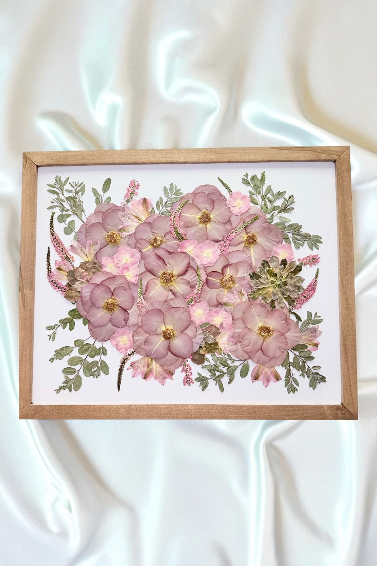Bridal Bouquet Flower Preservation turned into a Pressed Flower Frame