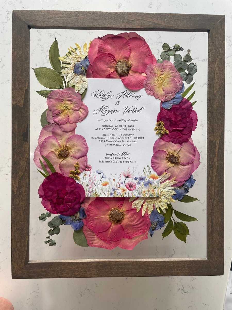 11x14 Pressed Flower Frame | Medium – Keepsake Journey - Handmade for occasion – material – style - Personalized Gift Idea - Custom Engraving - 