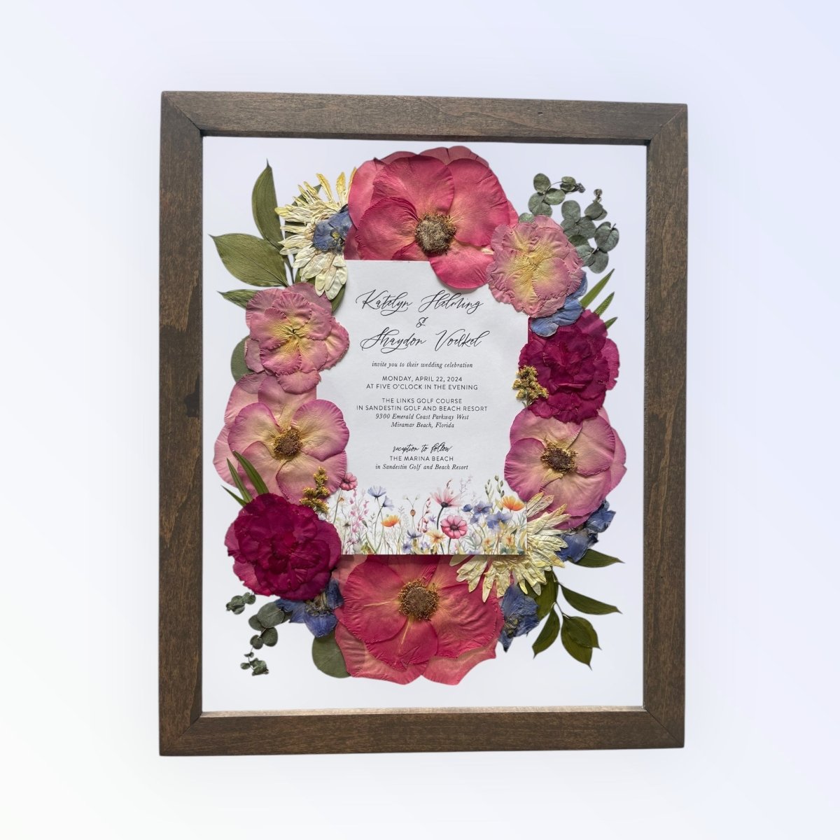 11x14 Pressed Flower Frame | Medium – Keepsake Journey - Handmade for occasion – material – style - Personalized Gift Idea - Custom Engraving - 