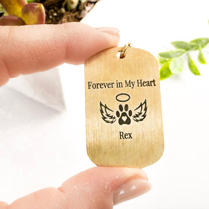 Personalized Dog Tag Memorial Keychain – Custom Remembrance Gift for Loss of Loved One