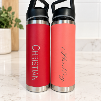 Personalized Kids Water Bottle with Handle & Flip Lid – 18 oz