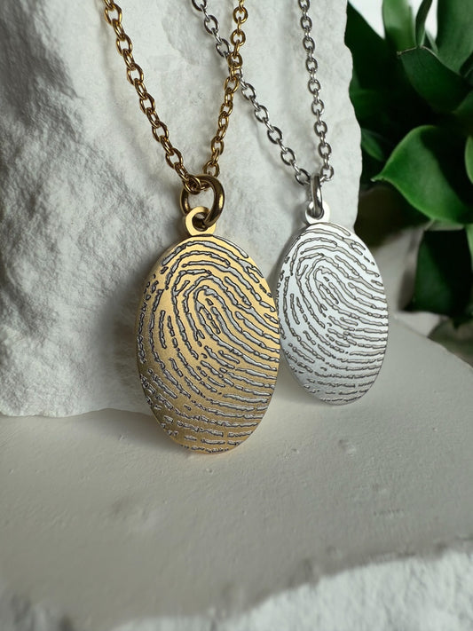 Personalized Thumbprint Stainless Steel Necklace – Memorial & Bereavement Keepsake
