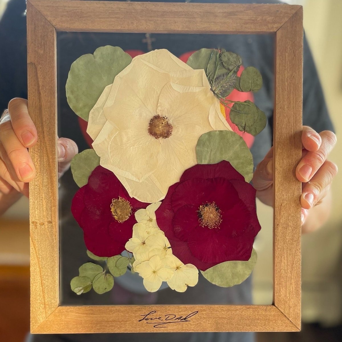 8x10 Pressed Flower Frame | Small – Keepsake Journey - Handmade for occasion – material – style - Personalized Gift Idea - Custom Engraving - 