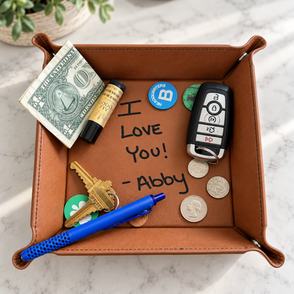 Actual Handwriting Engraved Valet Tray – Personalized Catch All Tray