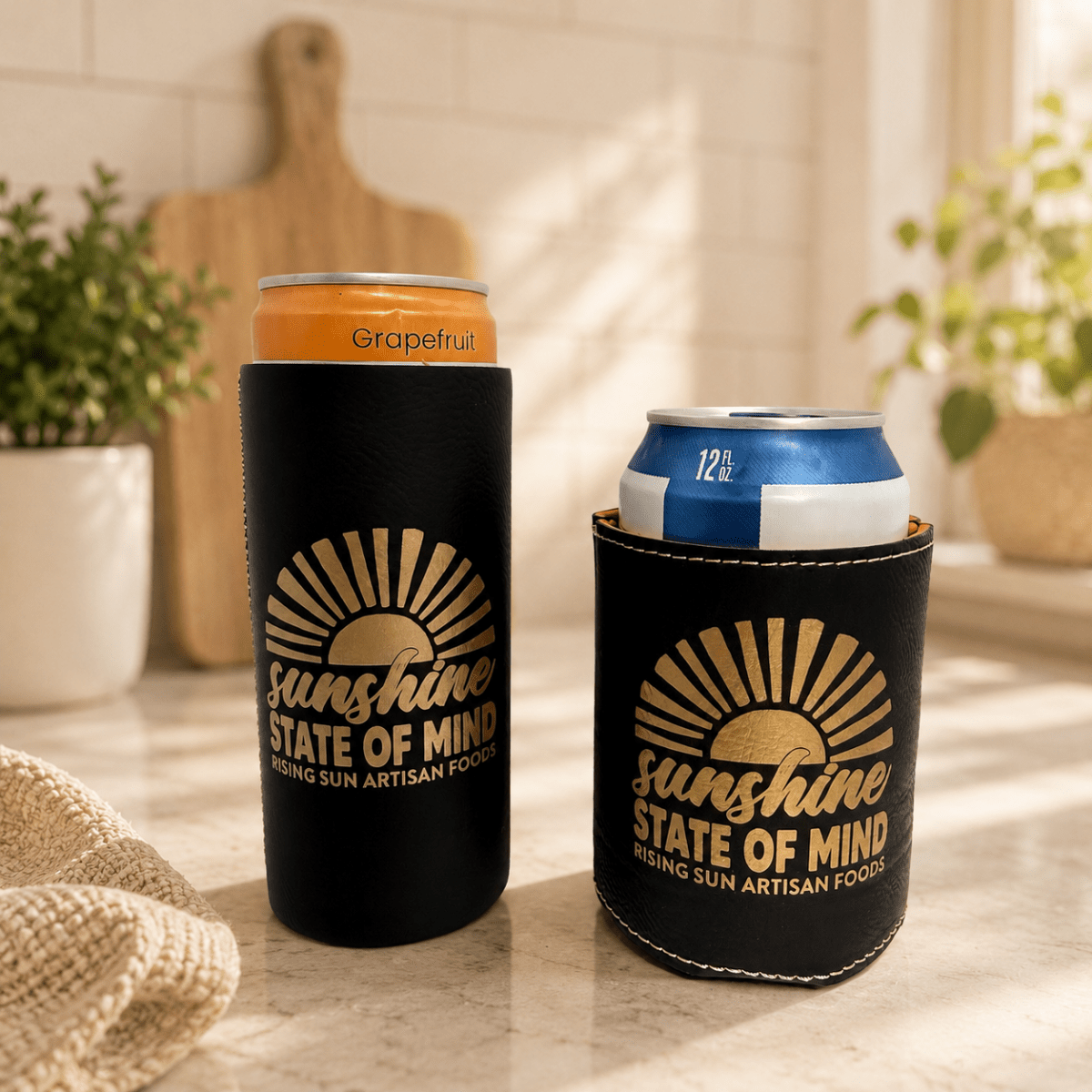 Custom Logo Can Cooler | Personalized Business Coozies | Corporate Event Gift | Employee Appreciation Giveaway – Keepsake Journey - Handmade for occasion – material – style - Personalized Gift Idea - Custom Engraving - 