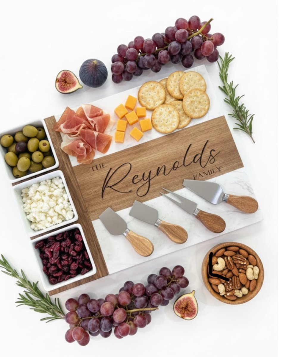 Custom Marble Charcuterie Board Wedding Gift – 11 - Piece Set for Couple, Personalized Serving Tray – Keepsake Journey - Handmade for occasion – material – style - Personalized Gift Idea - Custom Engraving - 