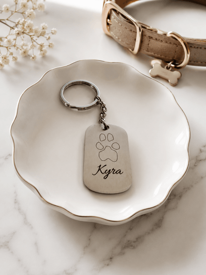 Dog Memorial Keychain | Custom Paw Print Keychain | Personalized Pet Loss Gift – Keepsake Journey - Handmade Memorial Keepsake for occasion – material – style - Personalized Gift Idea - Custom Engraving - 