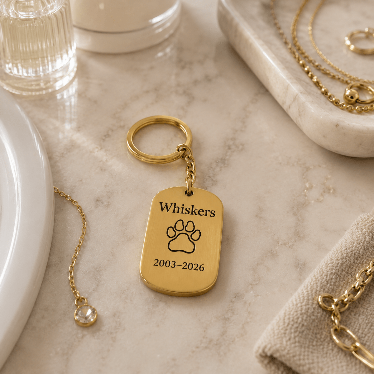 Dog Memorial Keychain | Custom Paw Print Keychain | Personalized Pet Loss Gift – Keepsake Journey - Handmade Memorial Keepsake for occasion – material – style - Personalized Gift Idea - Custom Engraving - 