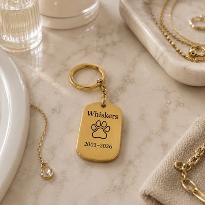 Dog Memorial Keychain | Custom Paw Print Keychain | Personalized Pet Loss Gift – Keepsake Journey - Handmade Memorial Keepsake for occasion – material – style - Personalized Gift Idea - Custom Engraving - 