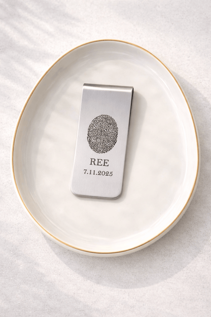 Engraved Thumbprint Money Clip – Personalized Memorial Gift – Keepsake Journey - Handmade Memorial Keepsake for occasion – material – style - Personalized Gift Idea - Custom Engraving - 