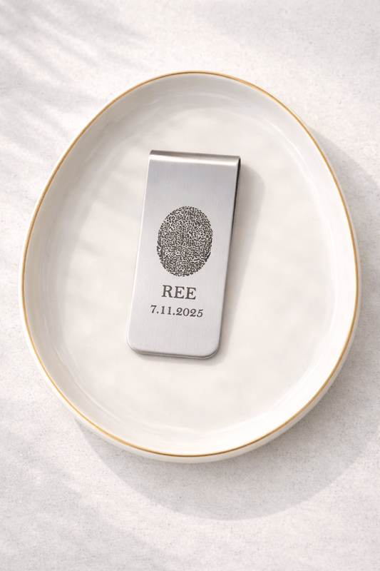 Engraved Thumbprint Money Clip – Personalized Memorial Gift – Keepsake Journey - Handmade Memorial Keepsake for occasion – material – style - Personalized Gift Idea - Custom Engraving - 