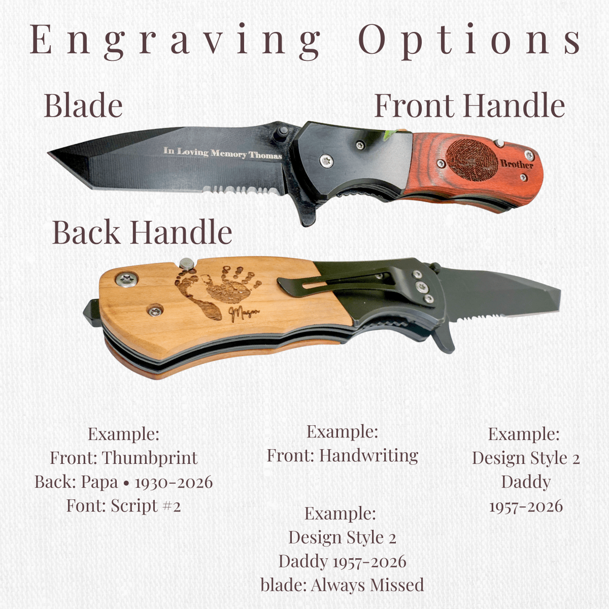 Engraved Thumbprint Pocket Knife – Personalized Bereavement & Memorial Gift – Keepsake Journey - Handmade for occasion – material – style - Personalized Gift Idea - Custom Engraving - 