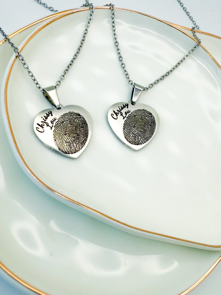 Heart Shape Memorial Necklace – Custom Thumbprint – Keepsake Journey