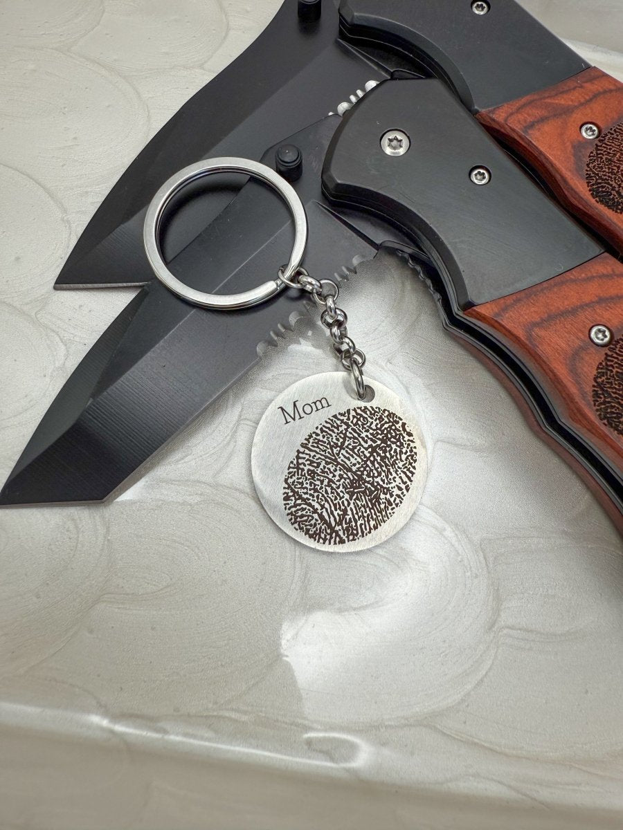 Memorial Thumbprint Keychain - Bereavement Gift | Funeral Keepsake – Keepsake Journey - Handmade for occasion – material – style - Personalized Gift Idea - Custom Engraving - 