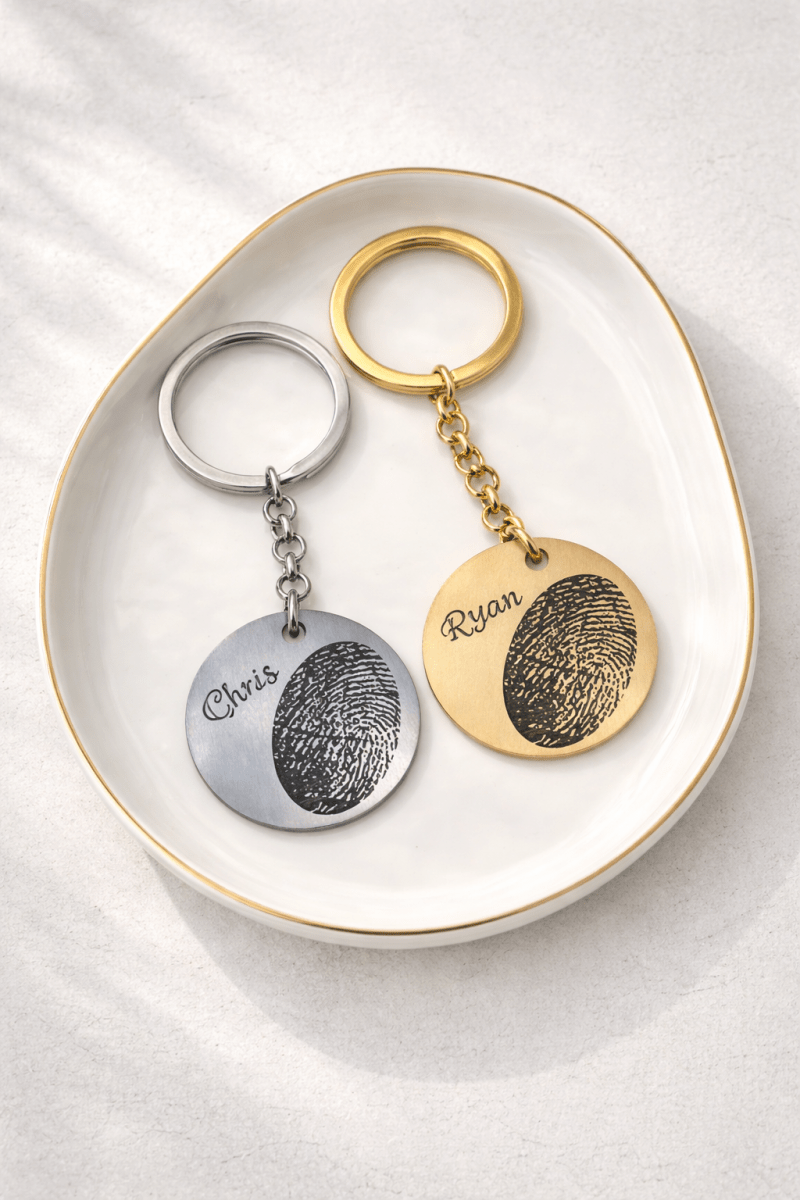Memorial Thumbprint Keychain - Bereavement Gift | Funeral Keepsake – Keepsake Journey - Handmade for occasion – material – style - Personalized Gift Idea - Custom Engraving - 