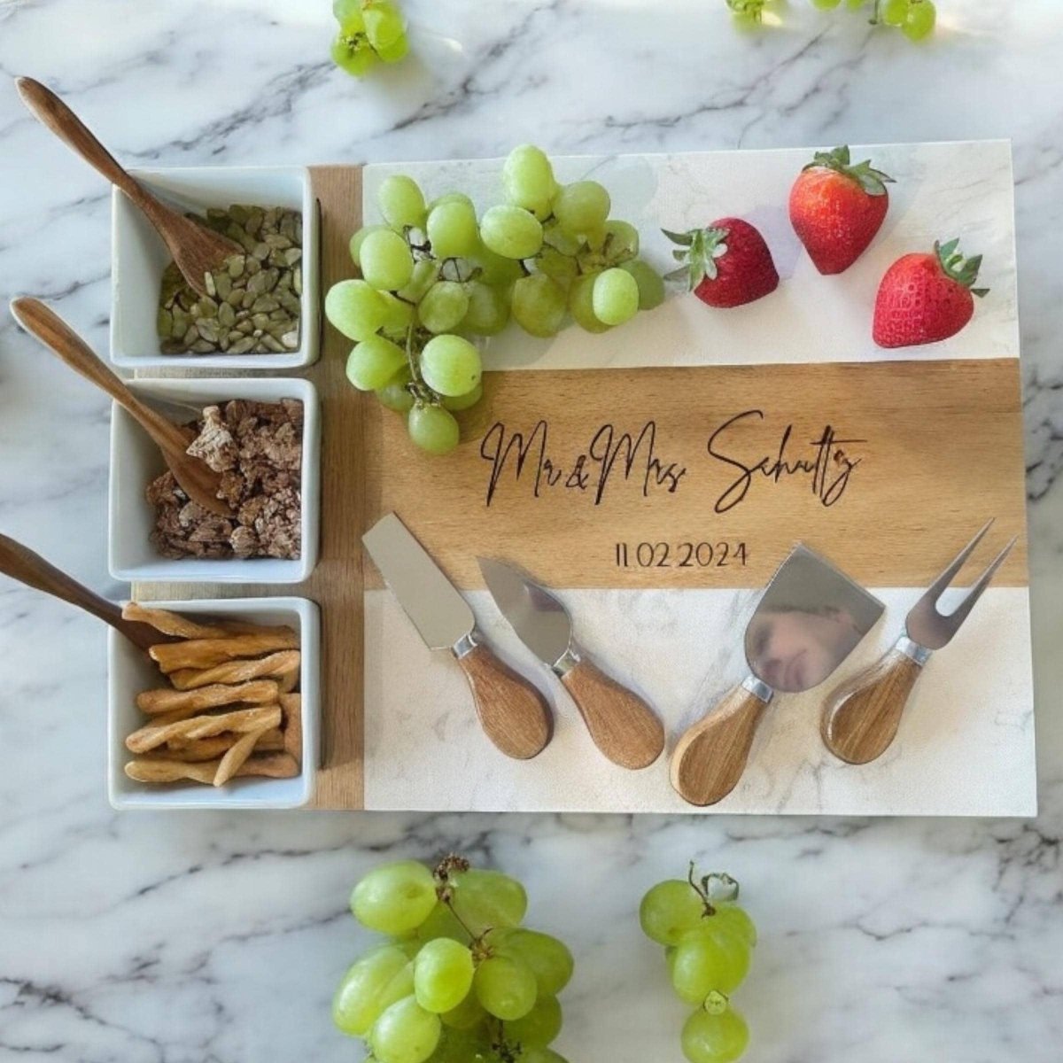 Personalized 11 - Piece Charcuterie Board Set – Custom Wedding Gift for Couples – Keepsake Journey - Handmade for occasion – material – style - Personalized Gift Idea - Custom Engraving - 