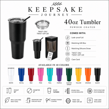 Personalized 40oz Tumbler – Keepsake Journey - Handmade for occasion – material – style - Personalized Gift Idea - Custom Engraving -