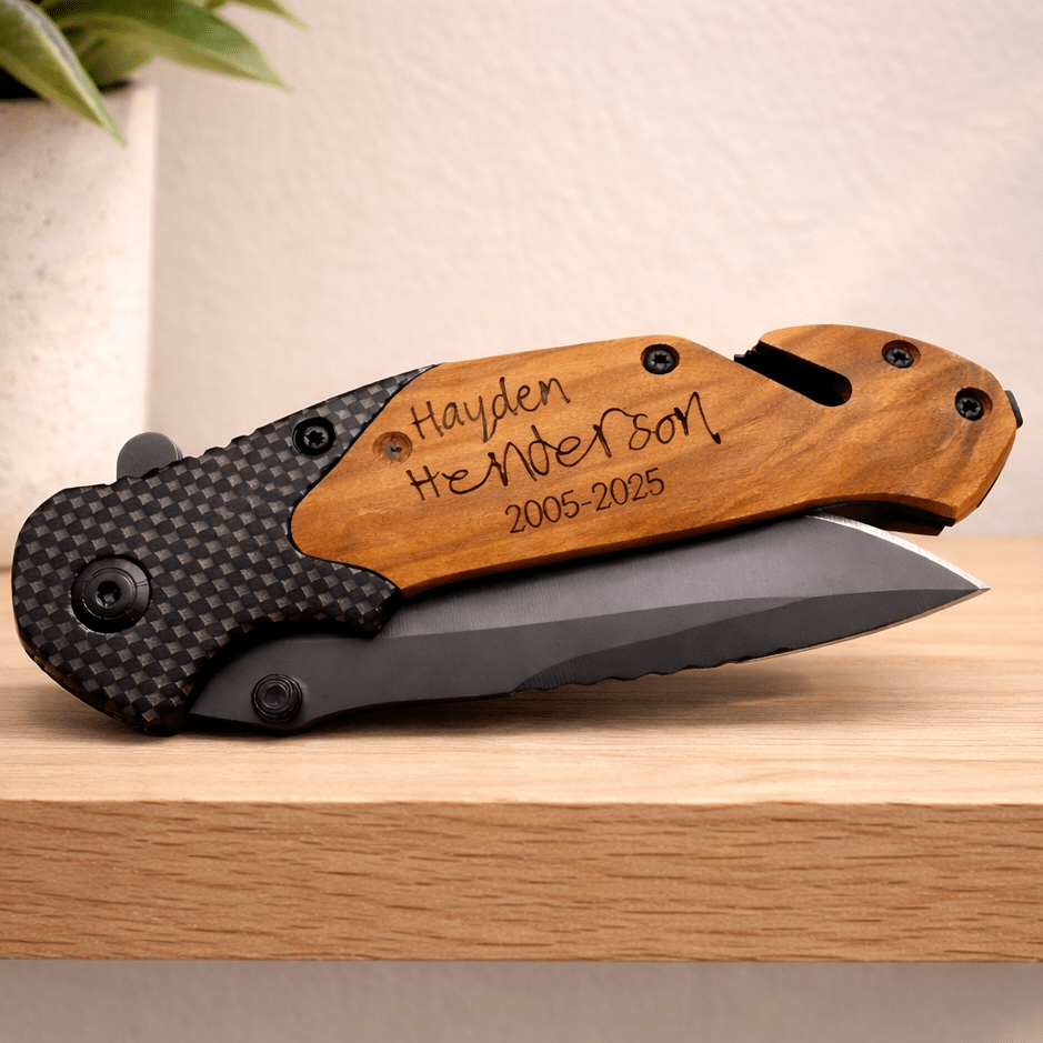 Personalized Handwriting Engraved Pocket Knife – Memorial Quote Keepsake – Keepsake Journey - Handmade Memorial Keepsake for occasion – material – style - Personalized Gift Idea - Custom Engraving - 