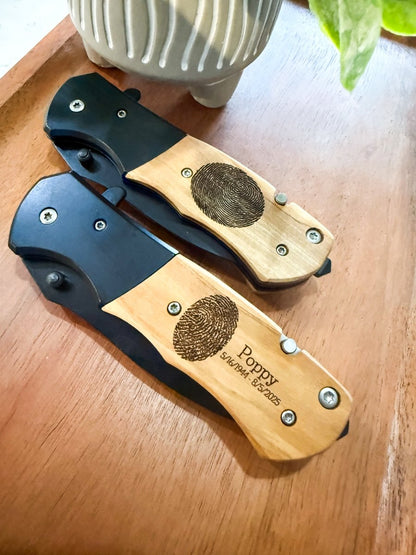 Personalized Handwriting Engraved Pocket Knife – Memorial Quote Keepsake – Keepsake Journey - Handmade Memorial Keepsake for occasion – material – style - Personalized Gift Idea - Custom Engraving - 