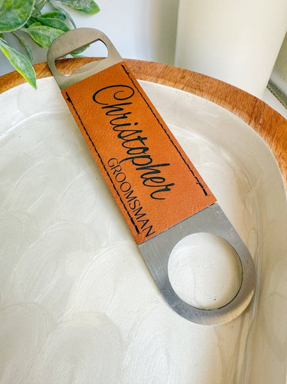 Personalized Leatherette Bottle Opener – Gift for Craft Beer Lover – Keepsake Journey - Handmade for occasion – material – style - Personalized Gift Idea - Custom Engraving - 