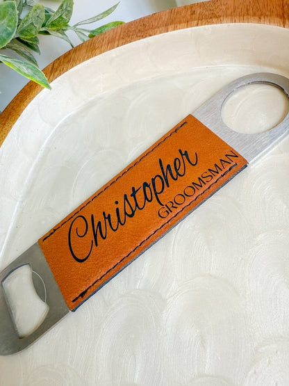 Personalized Leatherette Bottle Opener – Gift for Craft Beer Lover – Keepsake Journey - Handmade for occasion – material – style - Personalized Gift Idea - Custom Engraving - 