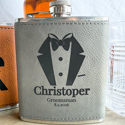 Personalized Leatherette Flask – Engraved Hunting & Outdoor Gift – Keepsake Journey - Handmade for occasion – material – style - Personalized Gift Idea - Custom Engraving - 