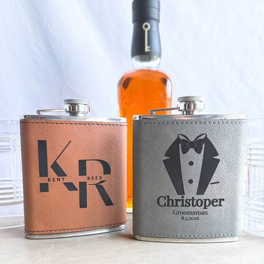 Personalized Leatherette Flask – Engraved Hunting & Outdoor Gift – Keepsake Journey - Handmade for occasion – material – style - Personalized Gift Idea - Custom Engraving - 