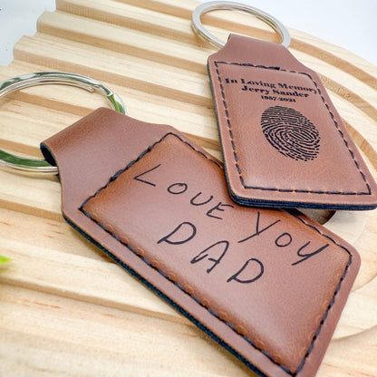 Personalized Leatherette Memorial Keychain – Handwriting or Thumbprint – Keepsake Journey - Handmade Memorial Keepsake for occasion – material – style - Personalized Gift Idea - Custom Engraving - 