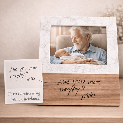 Personalized Marble & Acacia Wood Picture Frame (5x7) | Engraved Memorial Keepsake – Keepsake Journey - Handmade for occasion – material – style - Personalized Gift Idea - Custom Engraving - 