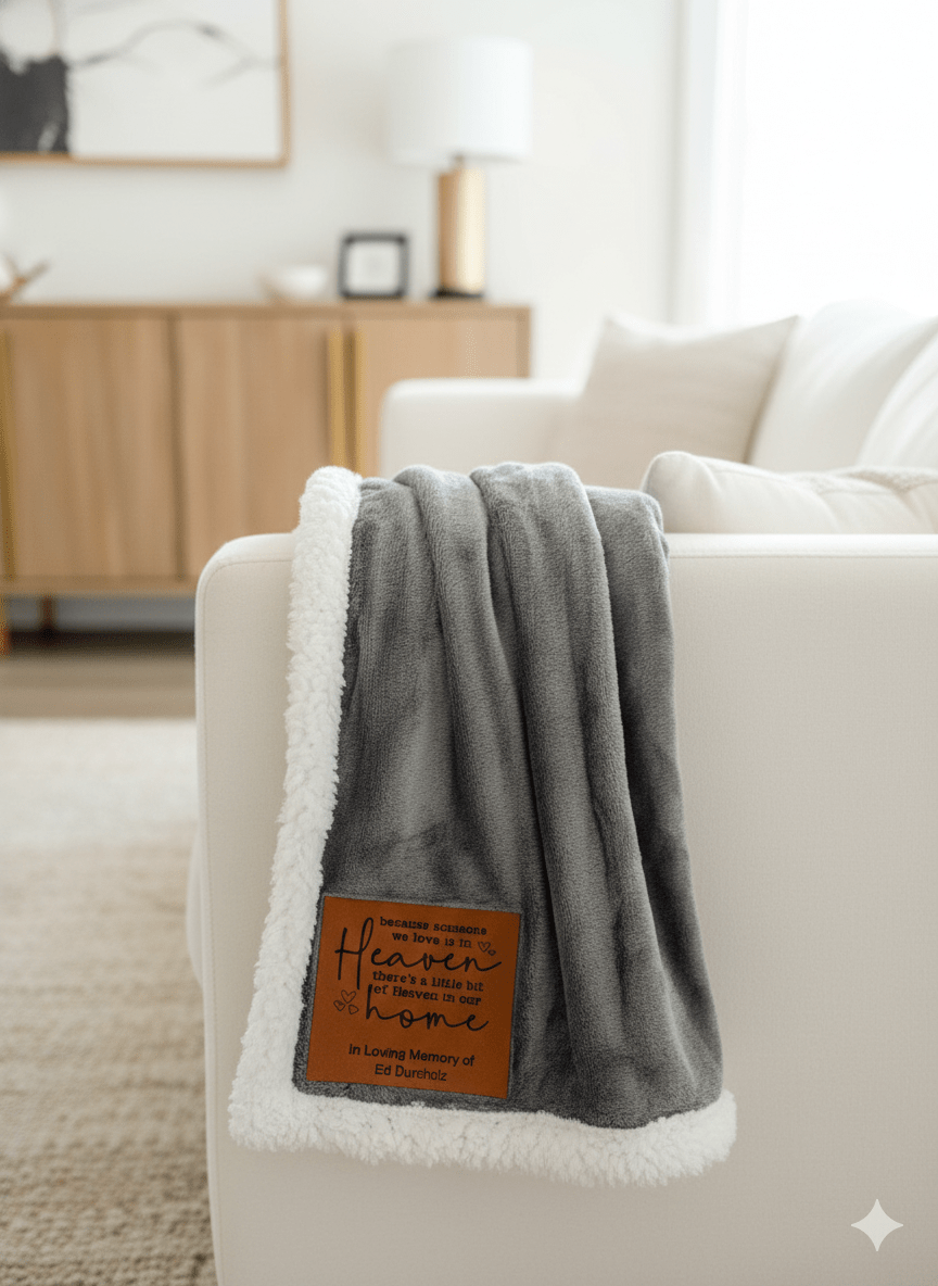 Personalized Memorial Blanket | Custom Sympathy Throw | Bereavement Gift for Loved One – Keepsake Journey - Handmade Memorial Keepsake for occasion – material – style - Personalized Gift Idea - Custom Engraving - 