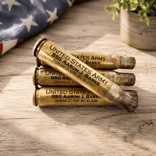Personalized Military Bullet Casing Engraving | Veteran Memorial Keepsake – Keepsake Journey - Handmade for occasion – material – style - Personalized Gift Idea - Custom Engraving -