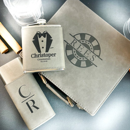 Personalized Poker Set Gift Box – Custom Engraved Flask & Cigar Holder – Keepsake Journey - Handmade Wedding Gifts for occasion – material – style - Personalized Gift Idea - Custom Engraving - 