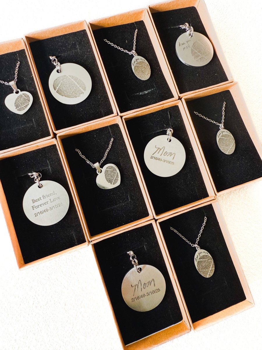 Personalized Thumbprint Stainless Steel Necklace – Memorial & Bereavement Keepsake – Keepsake Journey - Handmade for occasion – material – style - Personalized Gift Idea - Custom Engraving - 