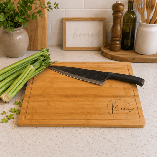Personalized Wedding Cutting Board | Extra Large 19¾" x 15" Bamboo – Keepsake Journey - Handmade Memorial Keepsake for occasion – material – style - Personalized Gift Idea - Custom Engraving -