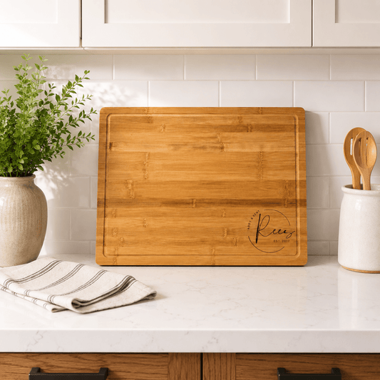 Personalized Wedding Cutting Board | Extra Large 19¾" x 15" Bamboo – Keepsake Journey - Handmade Memorial Keepsake for occasion – material – style - Personalized Gift Idea - Custom Engraving -