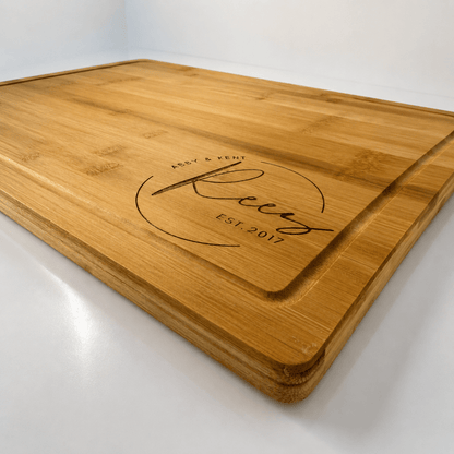 Personalized Wedding Cutting Board | Extra Large 19¾" x 15" Bamboo – Keepsake Journey - Handmade Memorial Keepsake for occasion – material – style - Personalized Gift Idea - Custom Engraving -