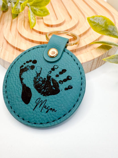 Round Leatherette Memorial Keychain – Keepsake Journey - Handmade Memorial Keepsake for occasion – material – style - Personalized Gift Idea - Custom Engraving - 